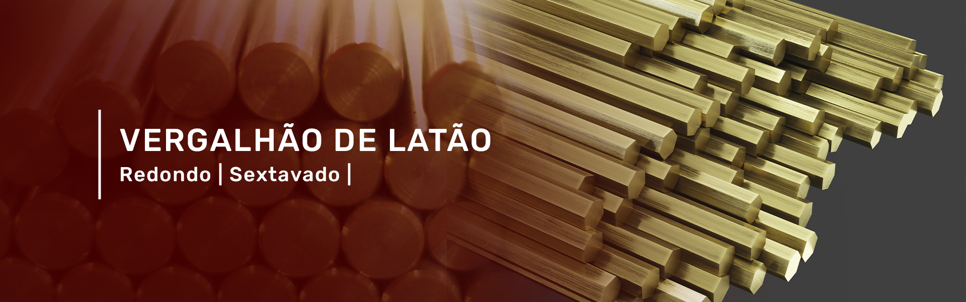 Vergalhão de latão redondo, quadrado e sextavado